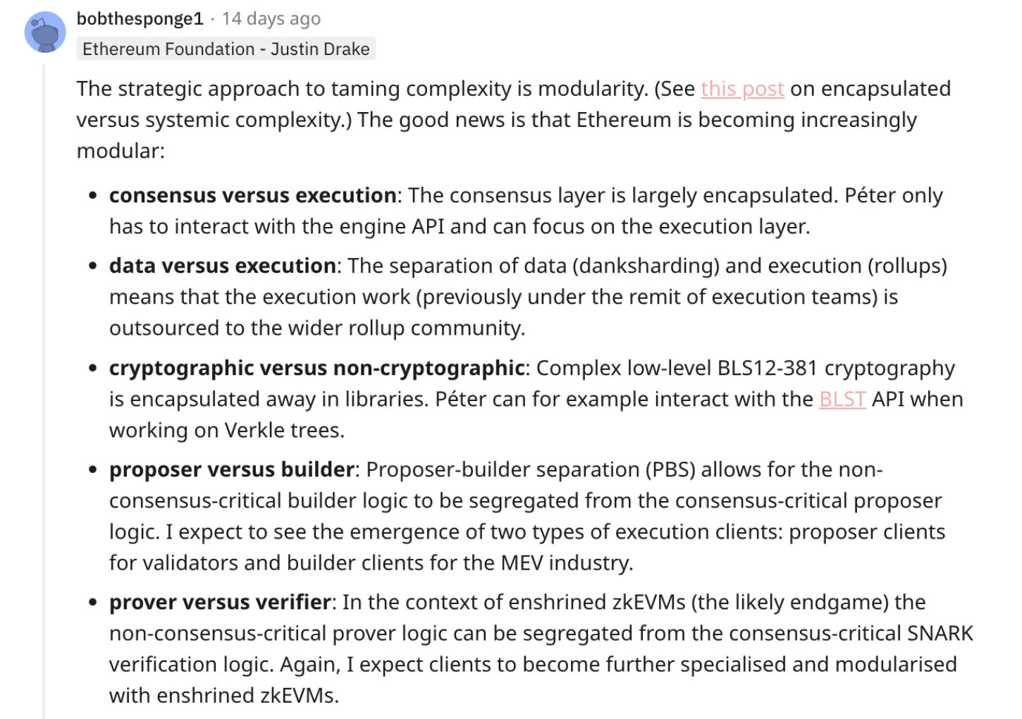 Justin 在 Reddit 上的解释截图